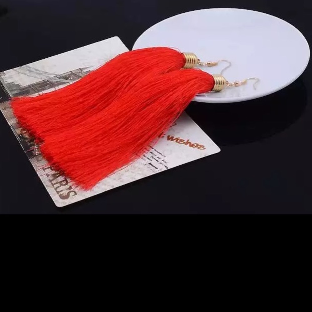 3/$22 Long Tassel Earrings. Red. Bundle - Picture 7 of 8